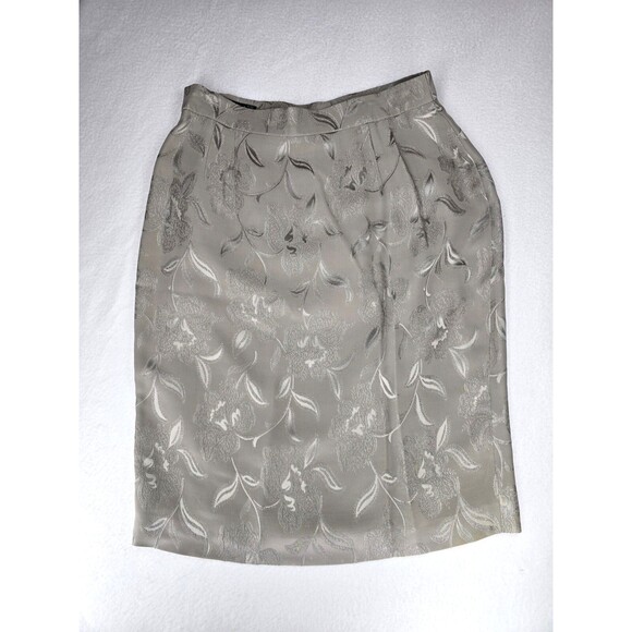 Vintage Louis Feraud Skirt Grey Green Knee Length 10 Medium - Picture 1 of 9